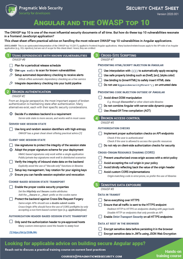Angular and the OWASP top 10